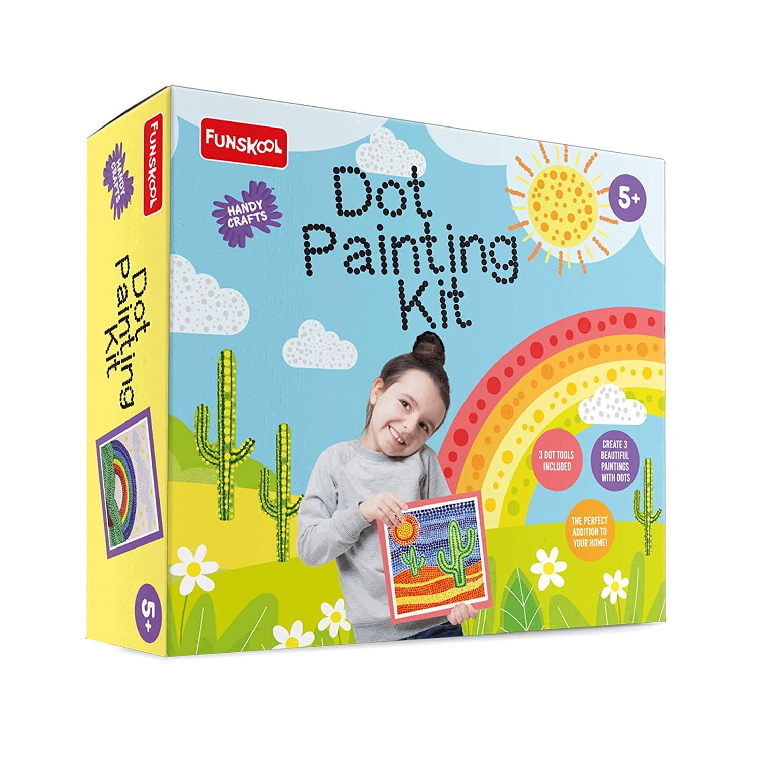 Funskool Handycrafts Dot Painting - Learn The Art of Painting with dots Activity Kit for Ages 5+ - FunCorp India