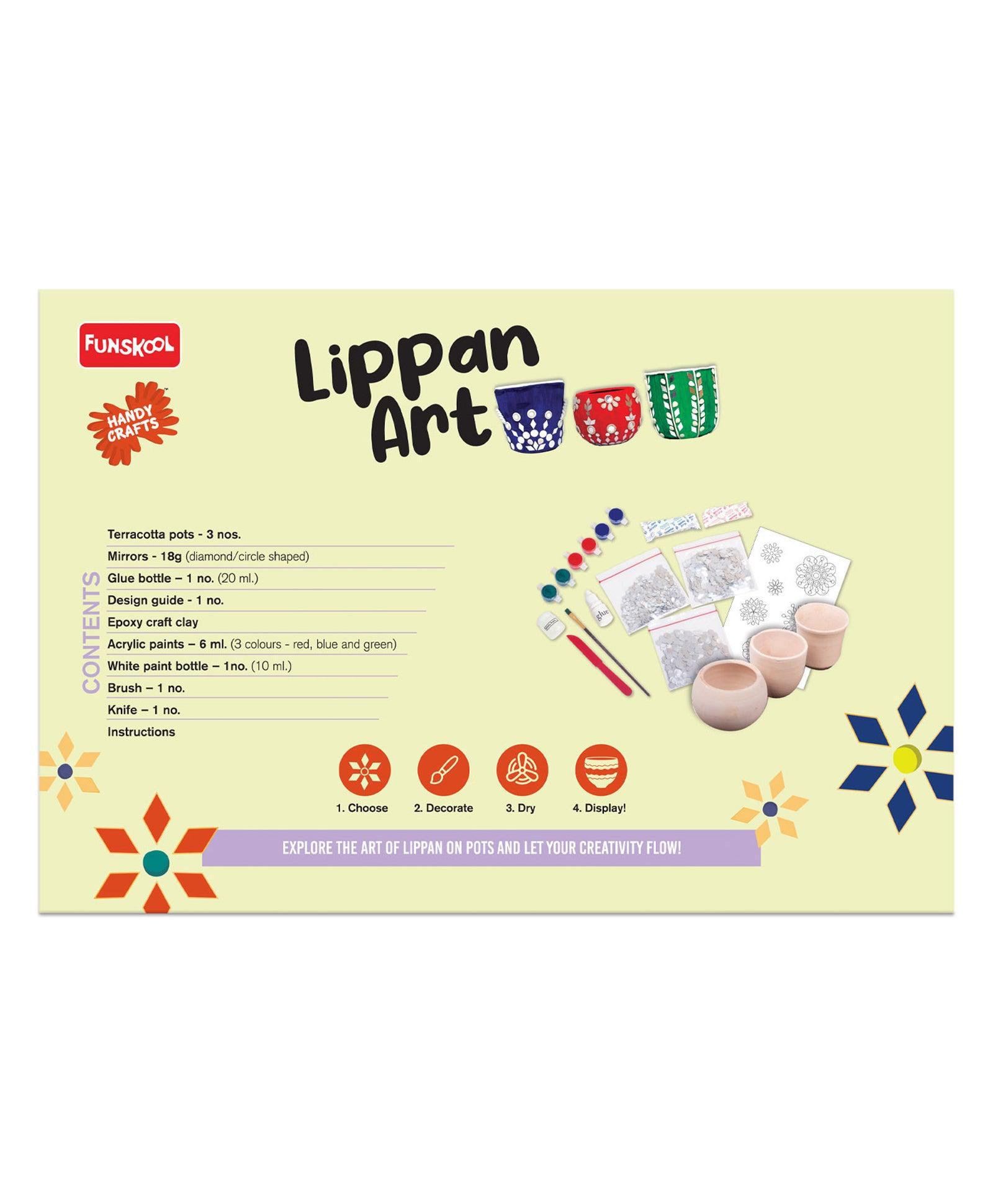 Funskool Handycrafts Mirror and Lippan Art - Pot Decorating kit for Ages 6+ - FunCorp India