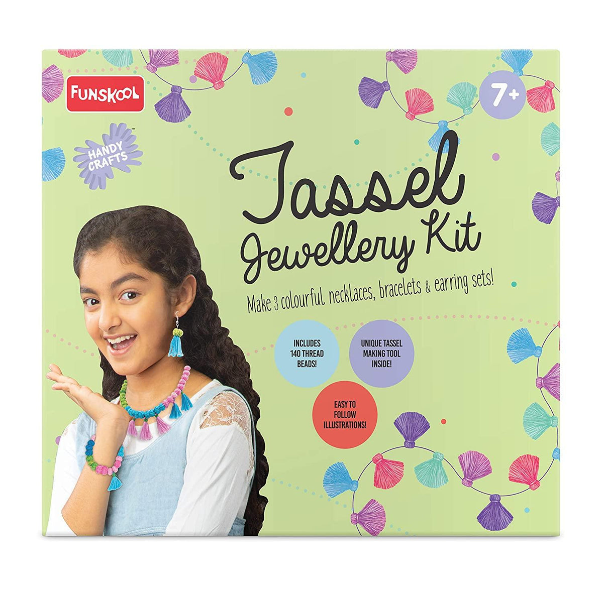 Funskool Handycrafts Tassel Jewellery - Jewellery Making Kits for Ages 7+ - FunCorp India