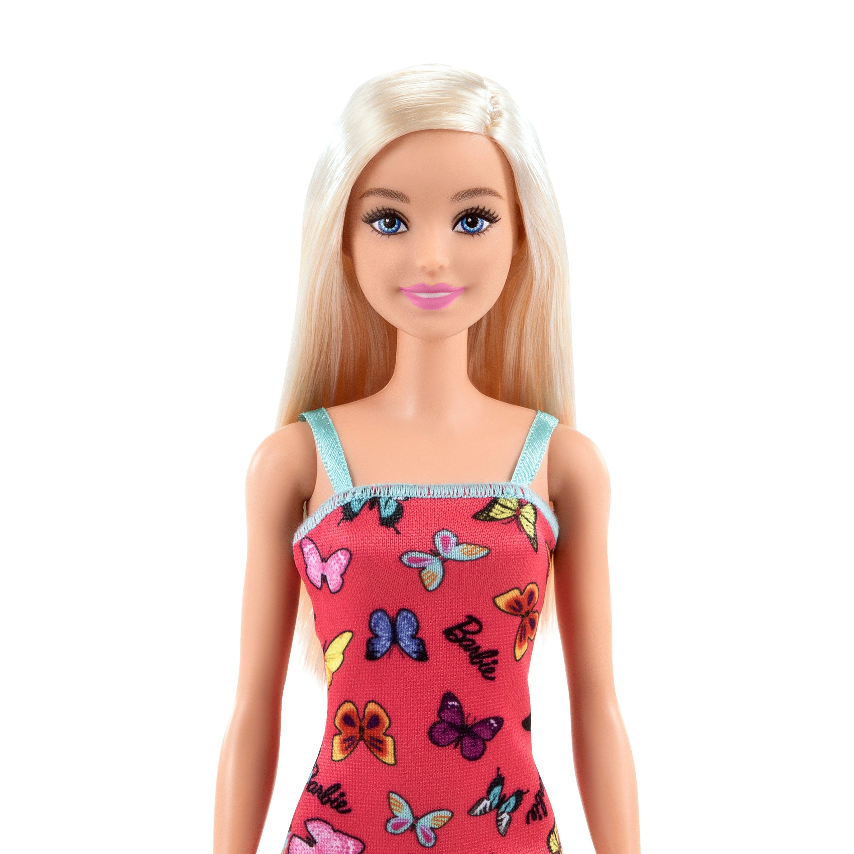 Barbie With Colorful Butterfly And Barbie Logo Print Dress & Strappy Heels - Pink - FunCorp India