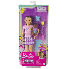 Barbie Skipper Babysitters Doll & Accessories Set with Two Tone Hair Skipper Doll with Baby Figure and 5 Accessories for Kids Ages 3+