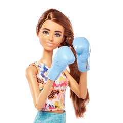 Barbie Wellness Doll Playset with Brunette Doll with Pet Puppy, Barbie Sets, Workout Theme with Accessories, Self-Care Series, Roller Skates and Tennis for Kids Ages 3+