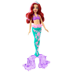 Disney Princess Ariel Mermaid Doll with Color-Change Hair and Tail, Color Splash Water Toy Inspired by the Disney Movie for Kids Ages 3+