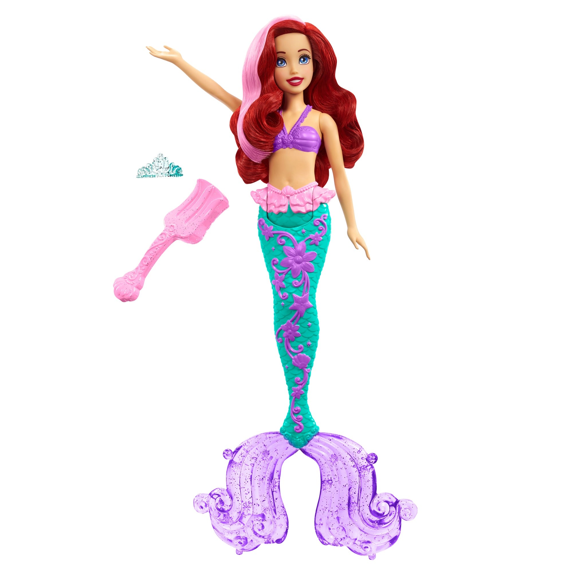 Disney Princess Ariel Mermaid Doll with Color-Change Hair and Tail, Color Splash Water Toy Inspired by the Disney Movie for Kids Ages 3+