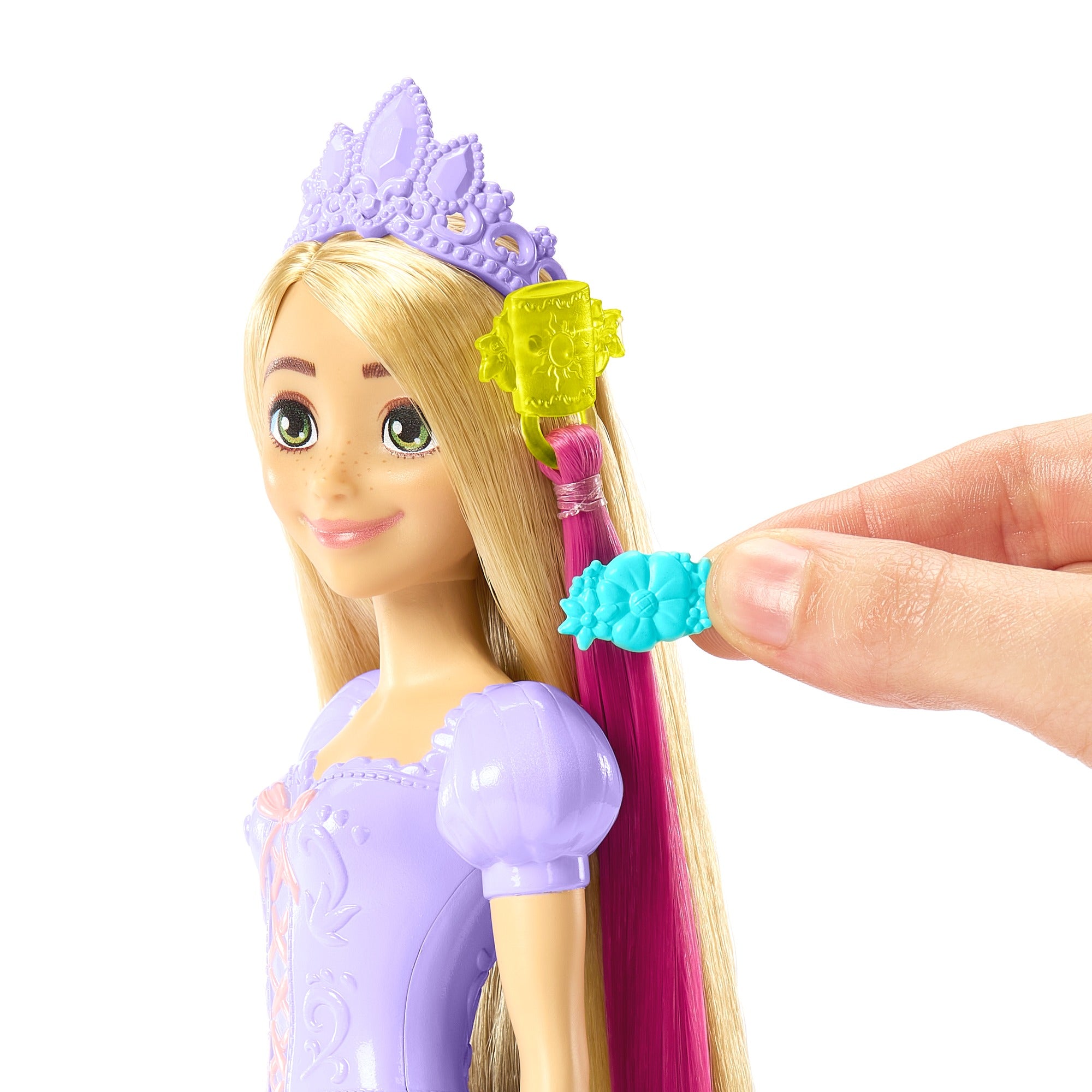 Disney Princess Rapunzel Doll with Color-Change Hair Extensions and Hair-Styling Pieces Inspired by the Disney Movie for Kids Ages 3+