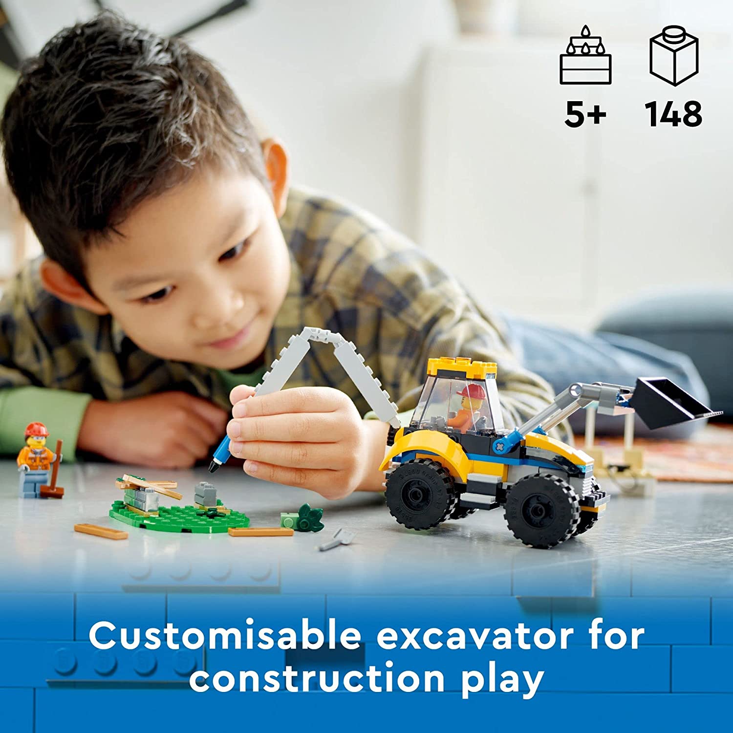 LEGO City Construction Digger Excavator Building Kit For Ages 5+