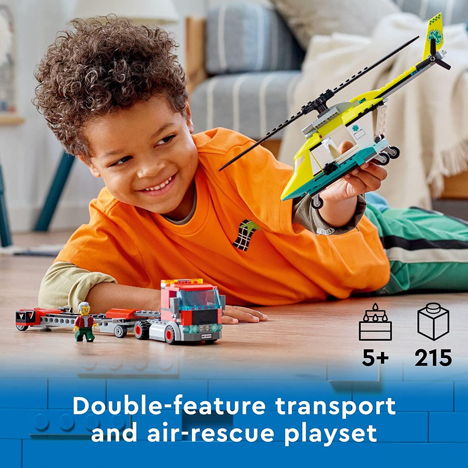 LEGO City Rescue Helicopter Transport Building Kit for Ages 5+ - FunCorp India