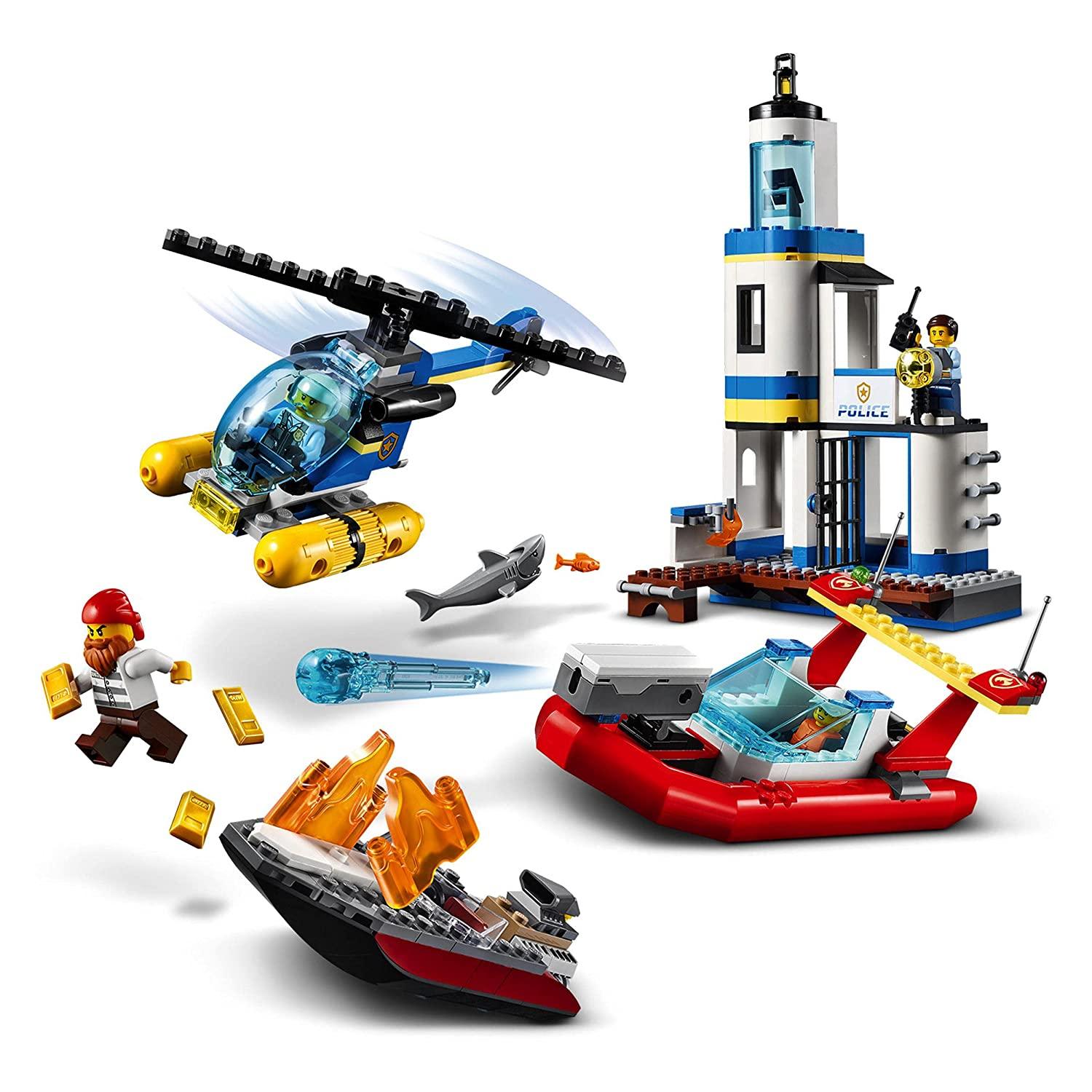 LEGO City Seaside Police and Fire Mission Building Kit for Ages 5+ - FunCorp India