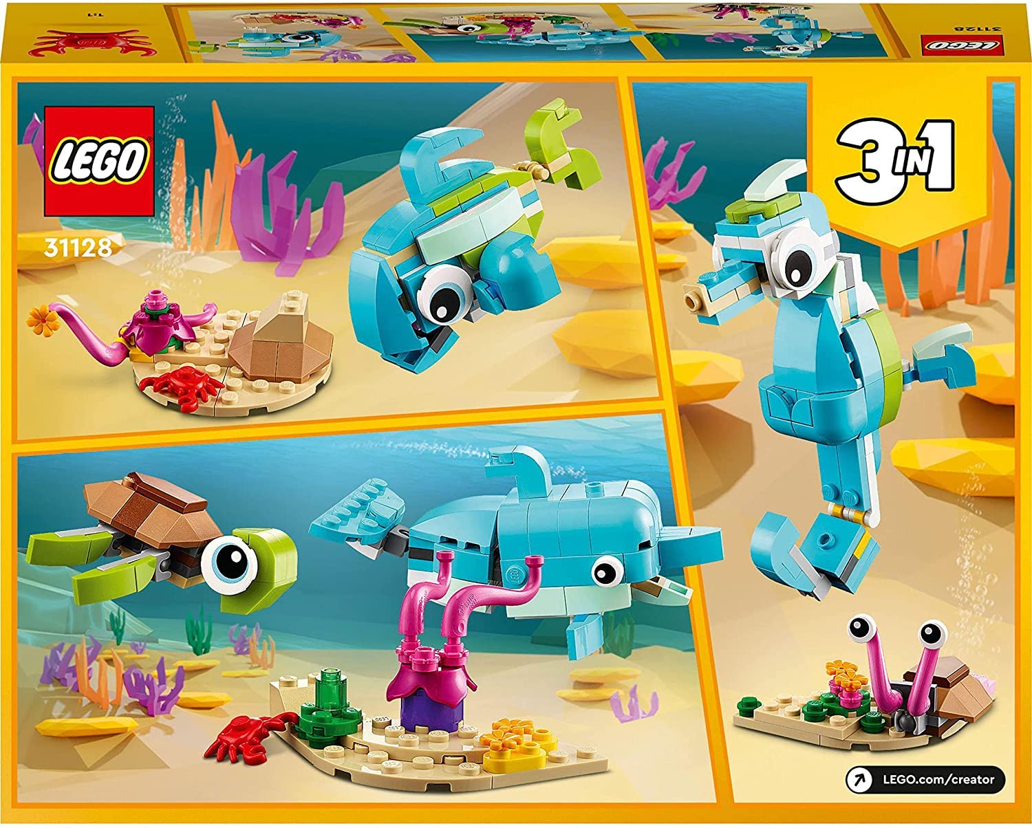 LEGO Creator 3in1 Dolphin and Turtle Building Kit For Ages 6+