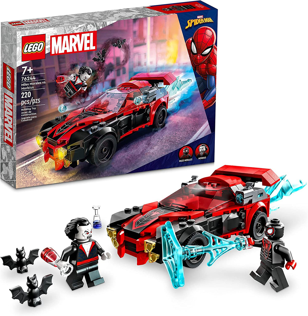 LEGO Marvel Miles Morales vs. Morbius Race Car Building Kit For Ages 7+