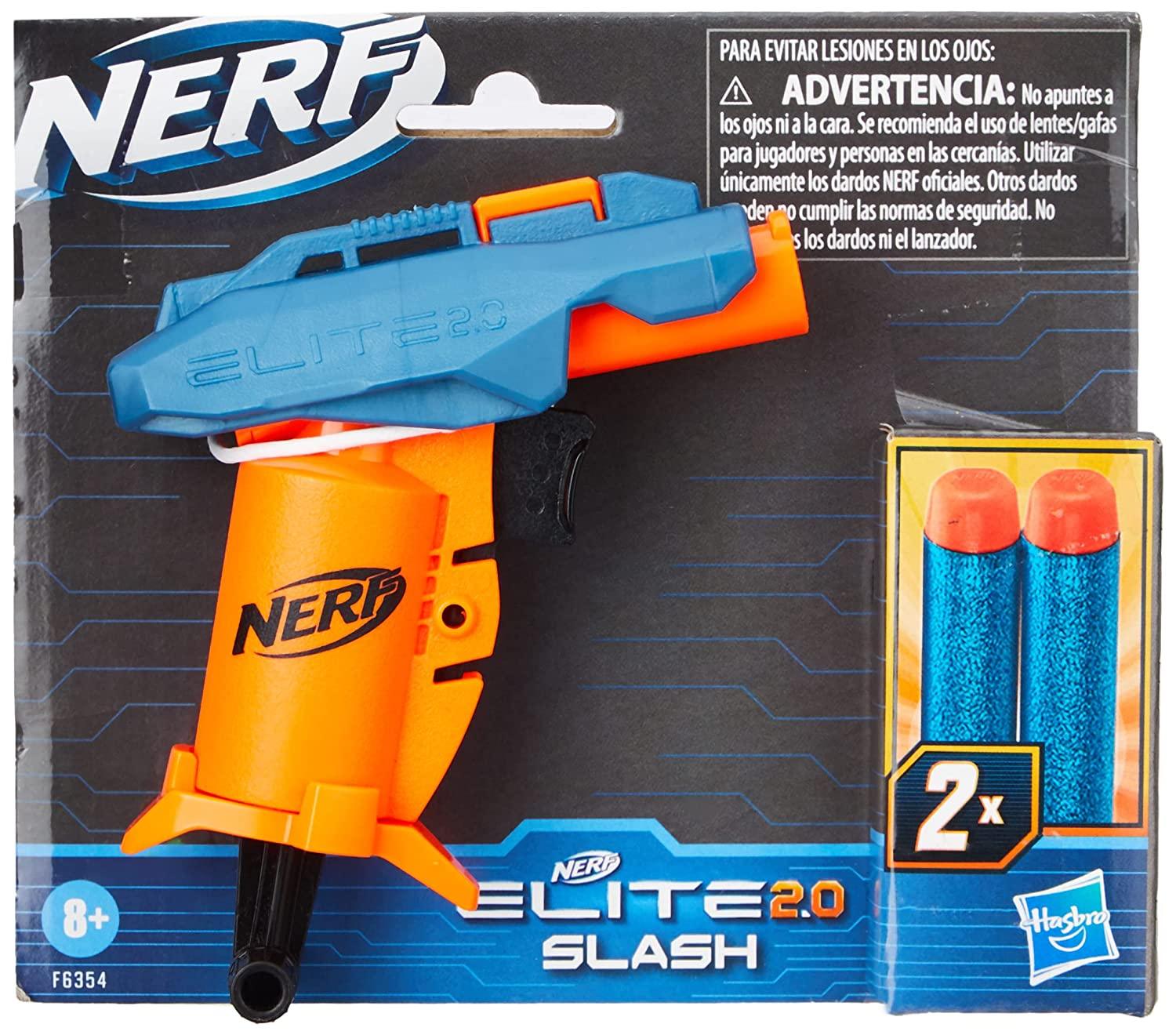 Nerf Elite 2.0 Slash Blaster, Includes 2 Nerf Elite Darts, Pull to Prime Handle, Toy Foam Blaster for Outdoor Kids Games - FunCorp India