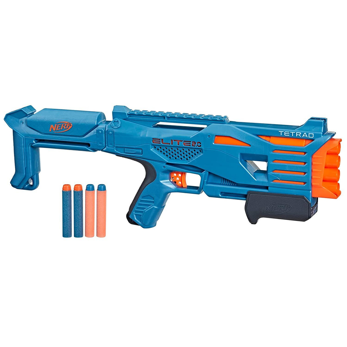 Buy Nerf Elite 2.0 Tetrad QS-4 Blaster, 4 Nerf Elite Darts, 4-Barrel  Blasting, Tactical Rail for Customizing Capability Online at Best Price in  India – FunCorp India