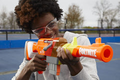 Nerf Fortnite HR Dart Blaster, Ruff Wrap Design, 6-Dart Elite Clip, 6 Nerf Elite Darts, Rotating Bolt, Detachable Barrel - FunCorp India