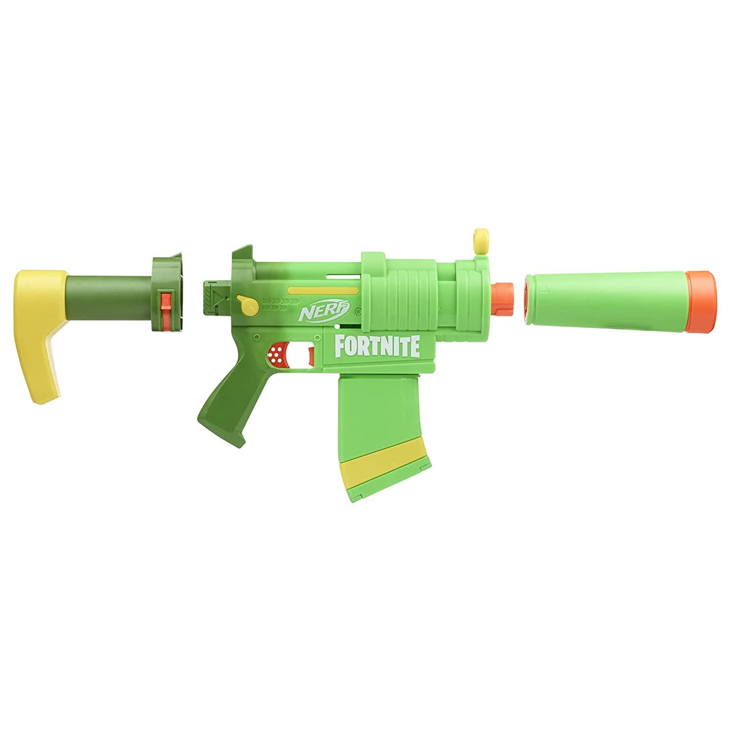 Nerf Fortnite SMG-Zesty Elite Dart Blaster,Removable Stock, Barrel and 10-Dart Clip, 10 Nerf Elite Darts - FunCorp India