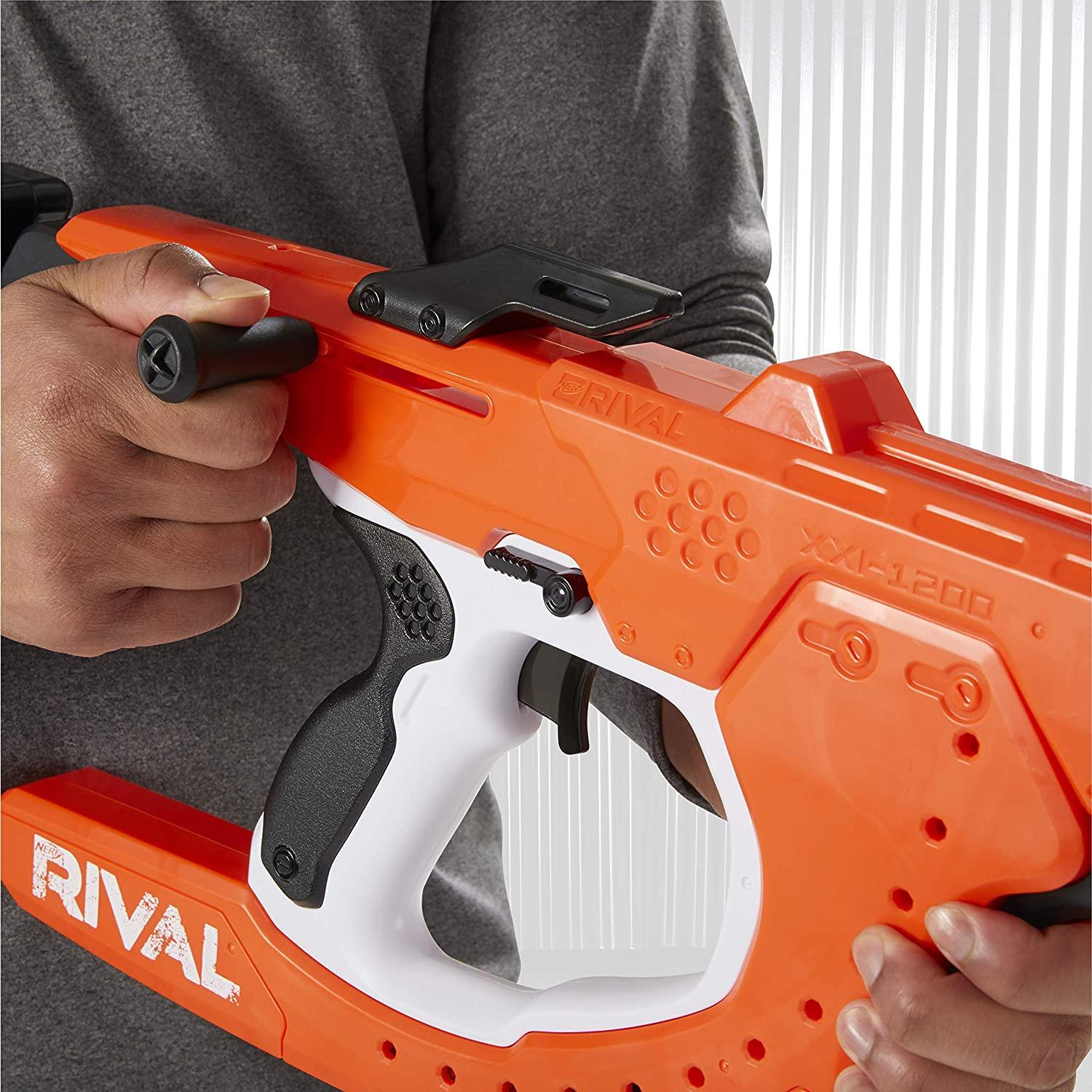 Nerf Rival Curve Shot Sideswipe XXI-1200 Blaster Fire Rounds to Curve Left, Right, Downward or Fire Straight 12 Nerf Rival Rounds - FunCorp India