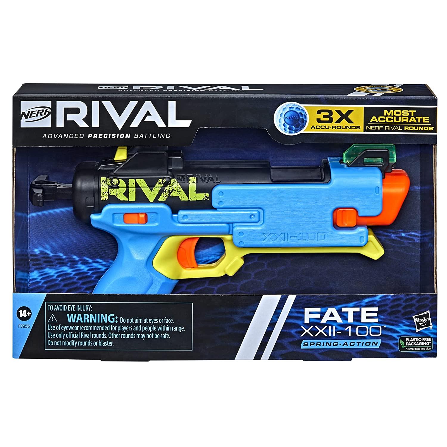 Nerf Rival Fate XXII-100 Blaster, Most Accurate Nerf Rival System, Adjustable Rear Sight, Breech Load, Includes 3 Nerf Rival Accu-Rounds - FunCorp India