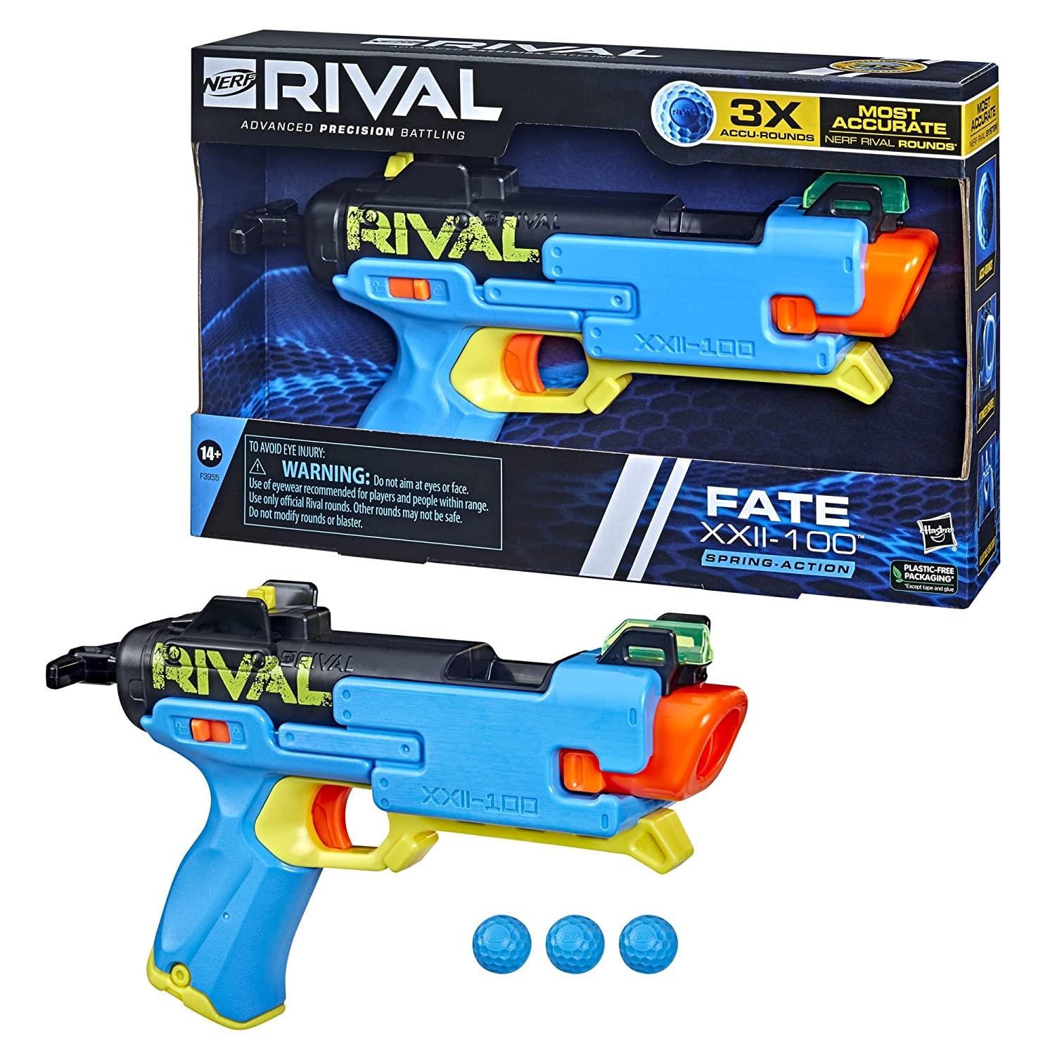 Nerf Rival Fate XXII-100 Blaster, Most Accurate Nerf Rival System, Adjustable Rear Sight, Breech Load, Includes 3 Nerf Rival Accu-Rounds - FunCorp India