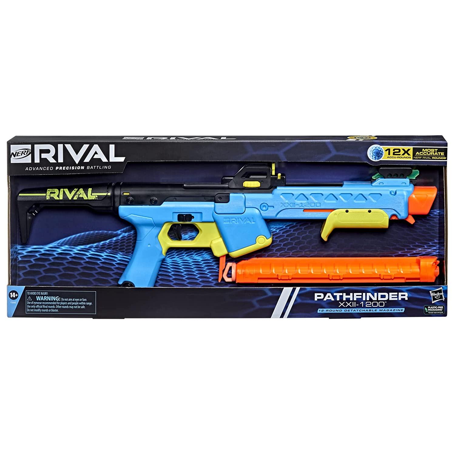 Nerf Rival Pathfinder XXII-1200 Blaster, Most Accurate Nerf Rival System, Adjustable Sight, 12 Nerf Rival Accu-Rounds - FunCorp India