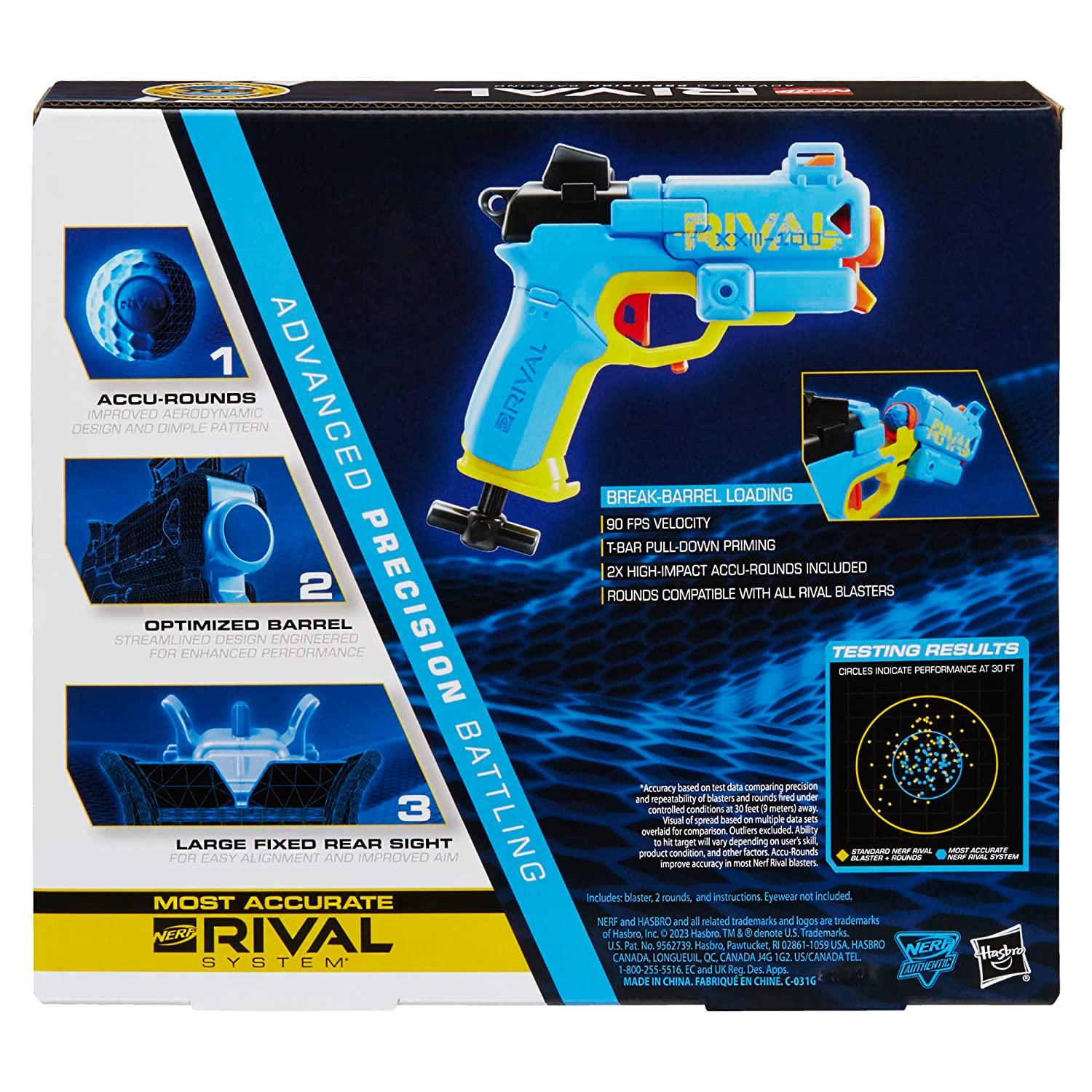 Nerf Rival Pilot XXIII-100 Blaster, Break-Barrel Load, T-Bar Priming, 2 Nerf Rival Accu-Rounds, Most Accurate Nerf Rival System, 90 FPS - FunCorp India