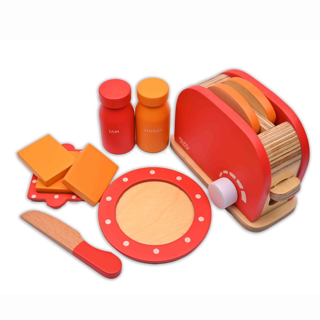 Nesta Toys Wooden Bread Pop-up Toaster - Kitchen Cooking Toy for Ages 3+ - FunCorp India