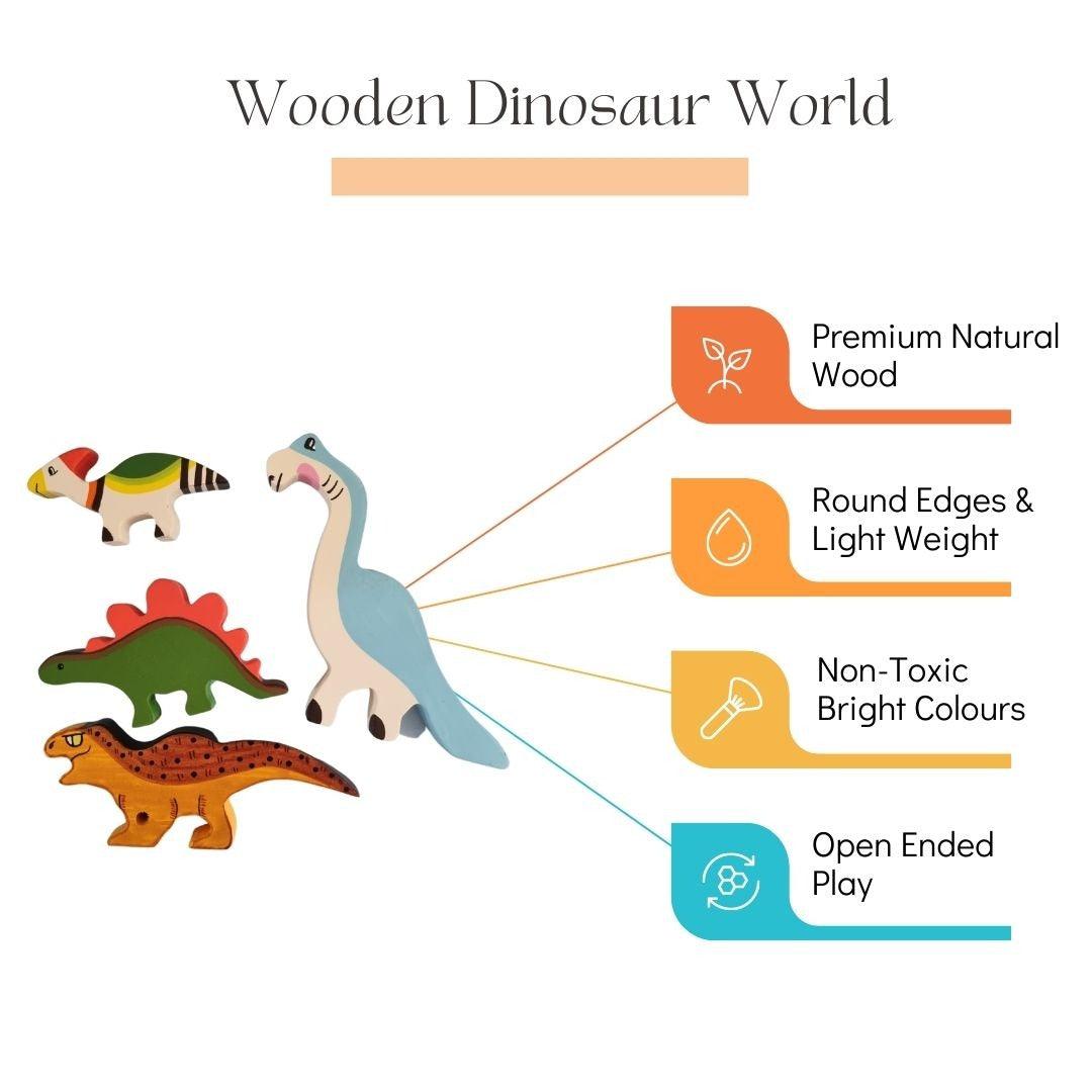 Nesta Toys Dinosaur World Wooden Set - Wooden Toy for Ages 1+ - FunCorp India