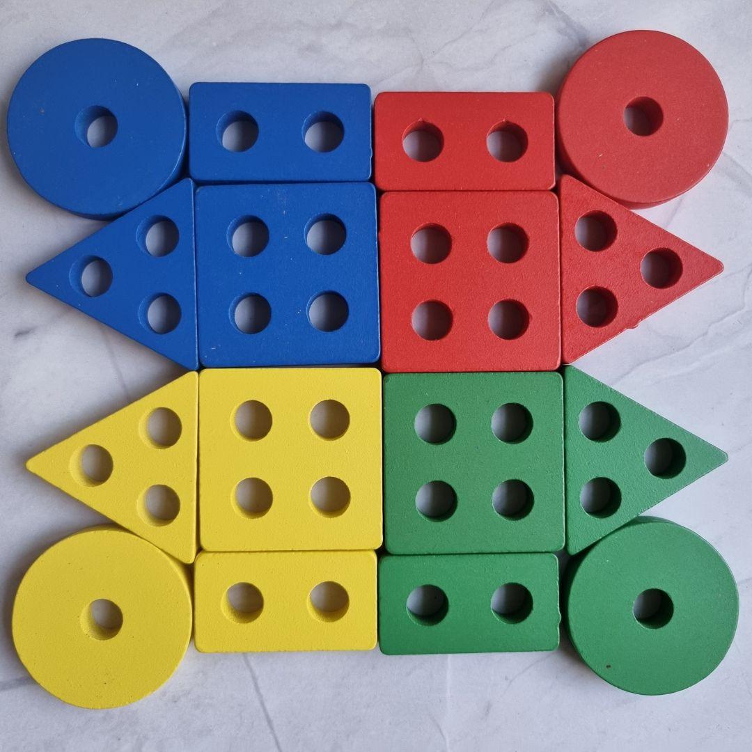 Nesta Toys Wooden Shape Sorter Puzzle - Wooden Sorting, Stacking & Lacing Toy for Ages 2+ - FunCorp India