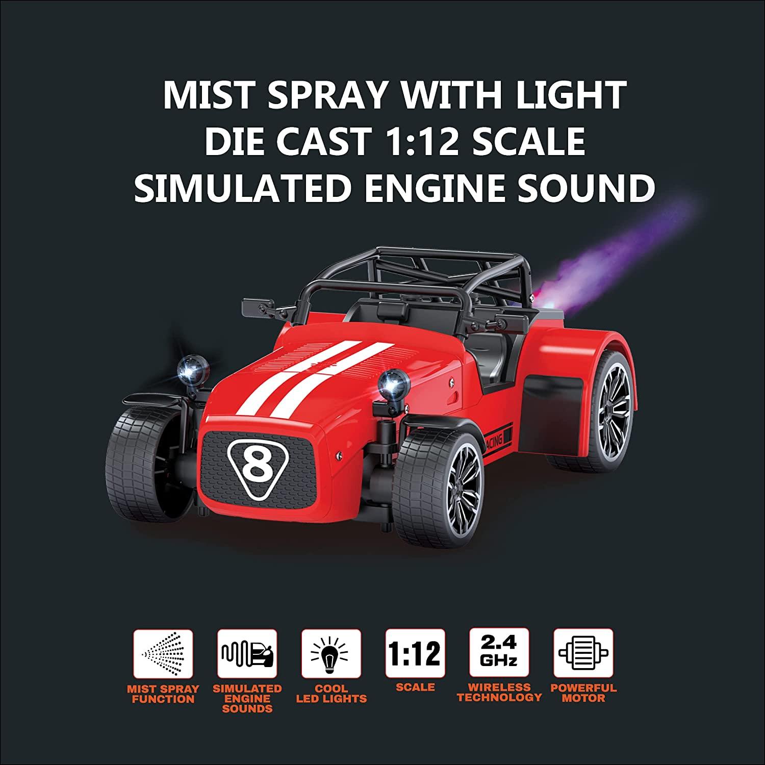 Playzu Classic Remote Control Die Cast With Mist Spray Racing Car – Red - FunCorp India