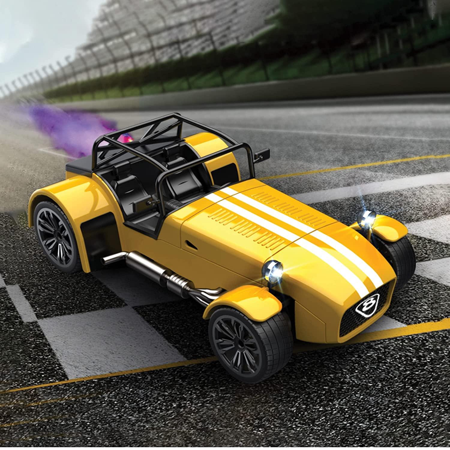 Playzu Classic Remote Control Die Cast With Mist Spray Racing Car – Yellow - FunCorp India