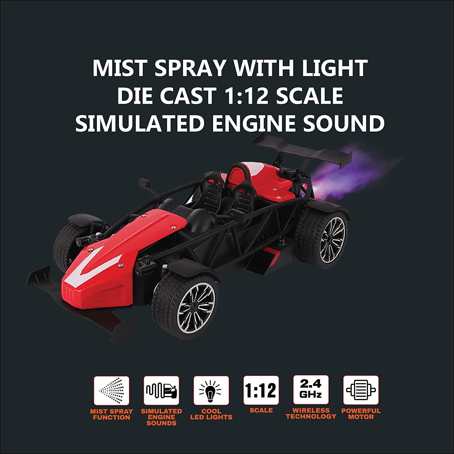 Playzu F1 Remote Control Die Cast With Mist Spray Racing Car – Red - FunCorp India