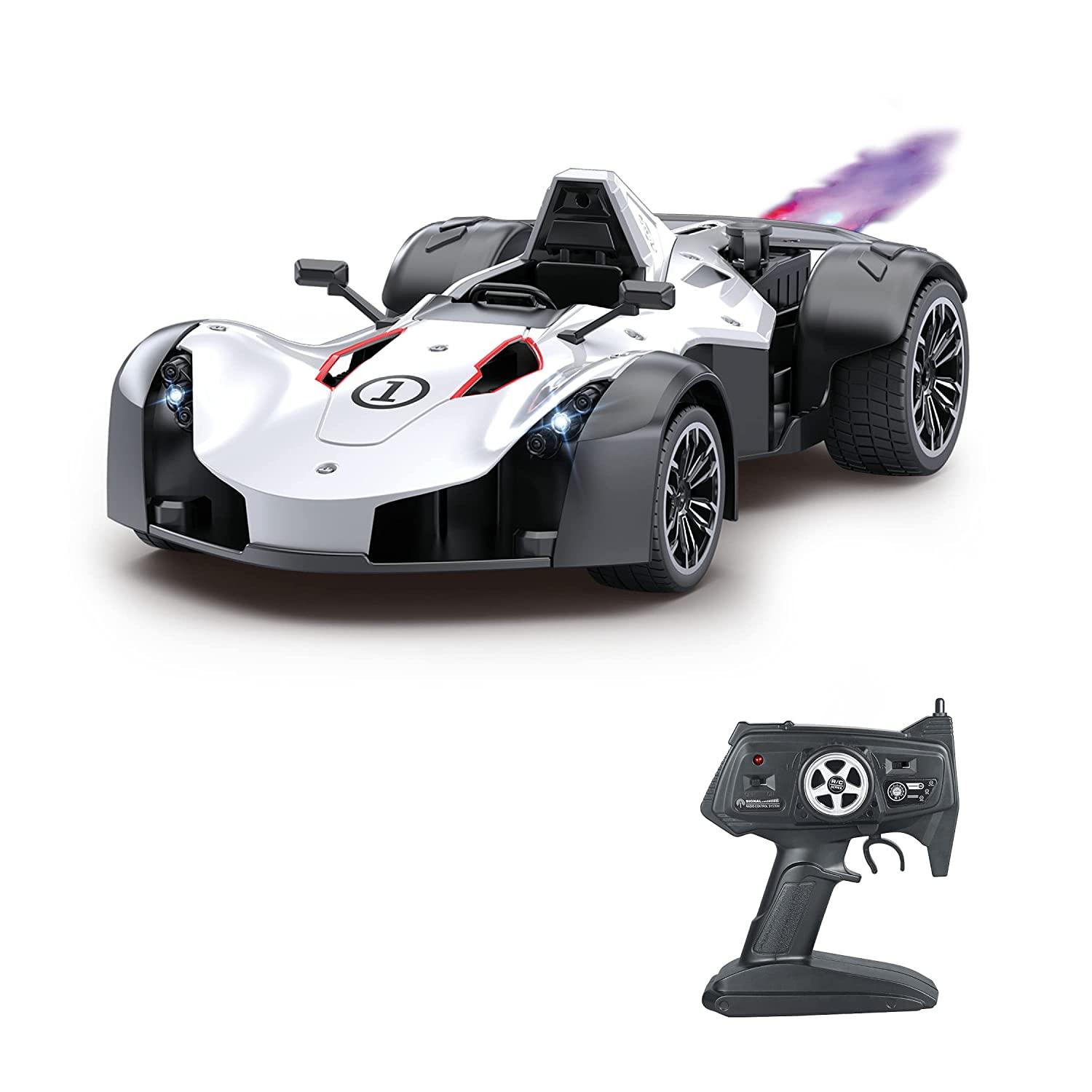 Playzu Sports Remote Control Die Cast With Mist Spray Racing Car – White - FunCorp India