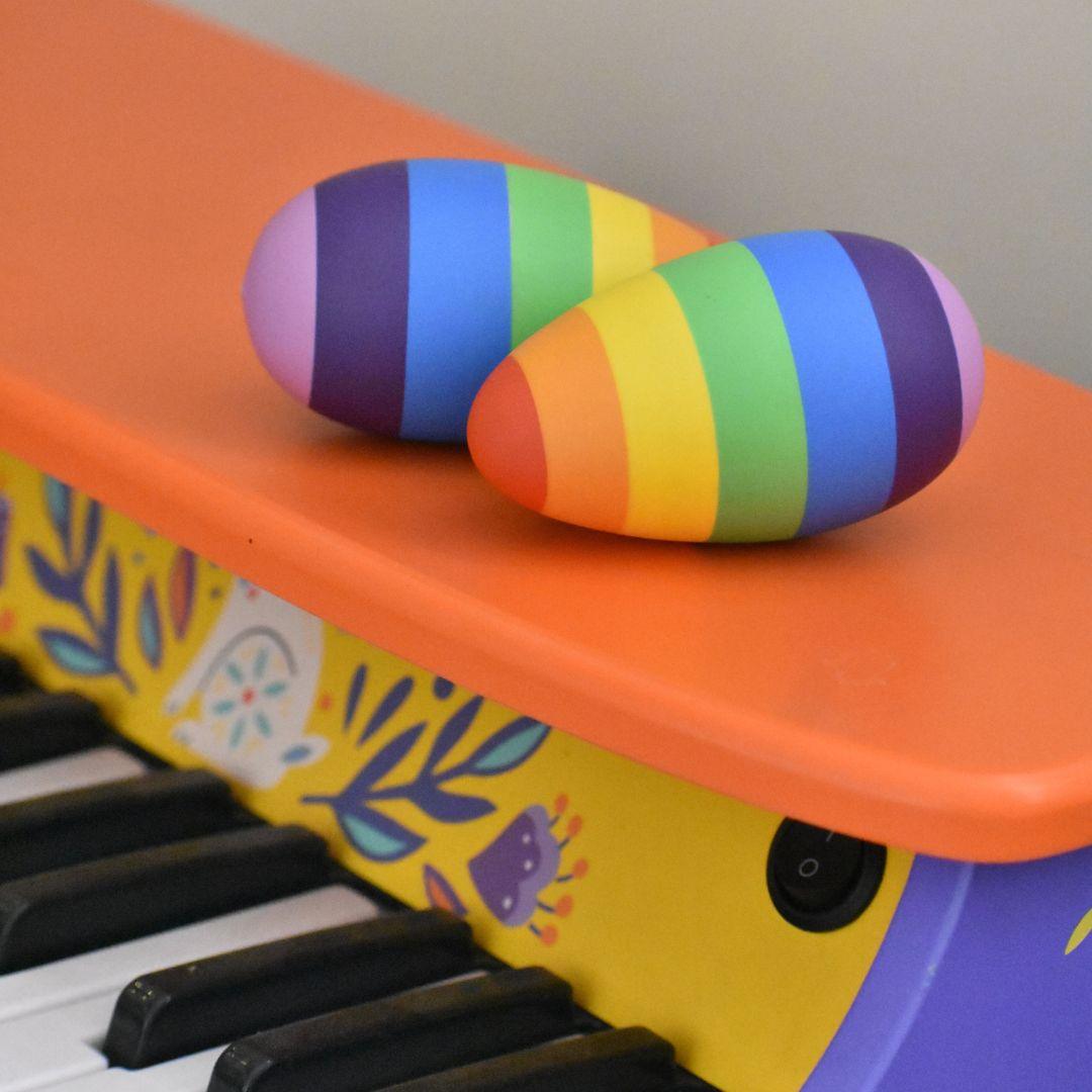 Nesta Toys Rainbow Wooden Egg Shaker - Rattle Toy for New Born Babies & Toddlers - FunCorp India