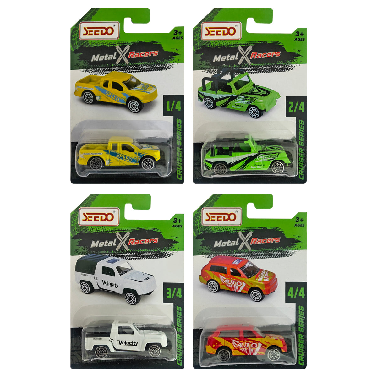 Seedo Metal X Racers Cruiser Series Die Cast Car for Ages 3+, Pack Of 4