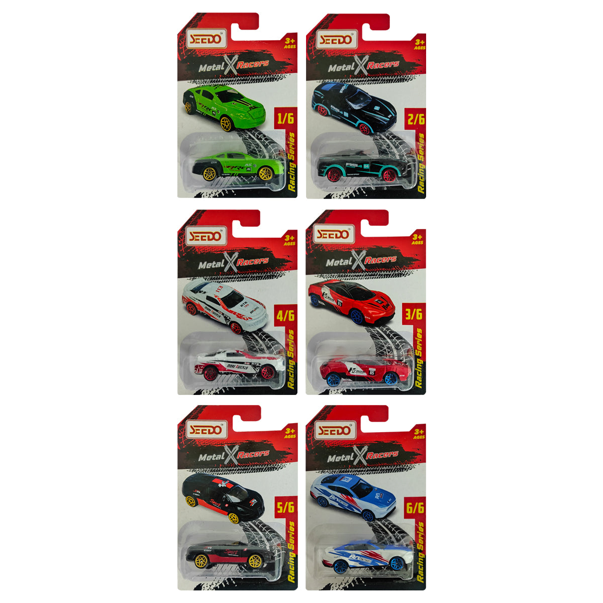 Seedo Metal X Racers Racing Series Die Cast Car for Ages 3+, Pack Of 6