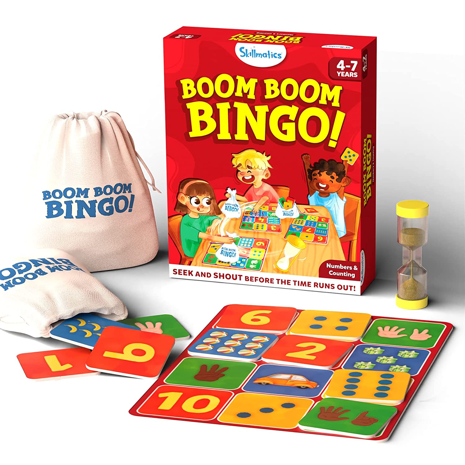 Skillmatics Boom Boom Bingo! Numbers & Counting - Board Game For Ages 4-7 Years
