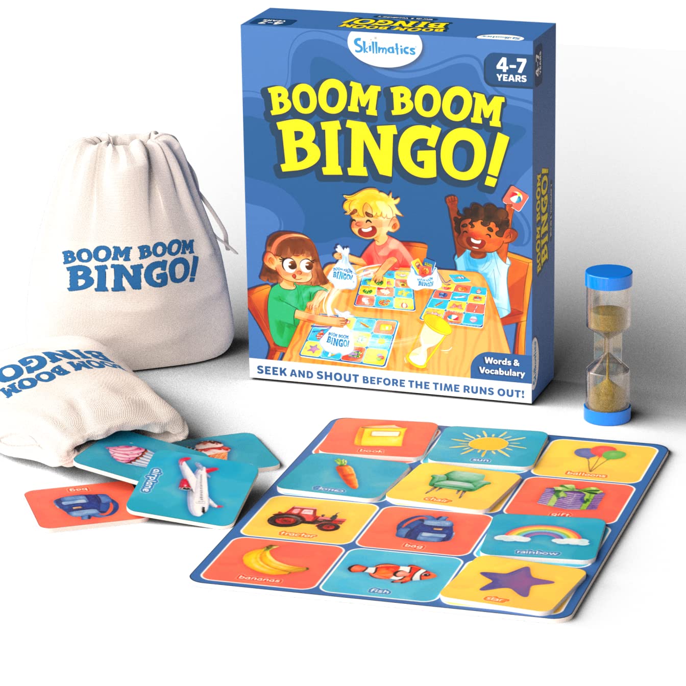 Skillmatics Boom Boom Bingo! Words & Vocabulary - Board Game For Ages 4-7 Years