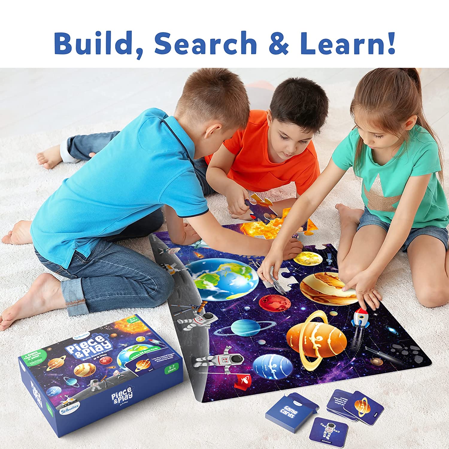 Skillmatics Piece & Play Up in Space - Educational Floor Puzzle & Game for Ages 3-7 Years