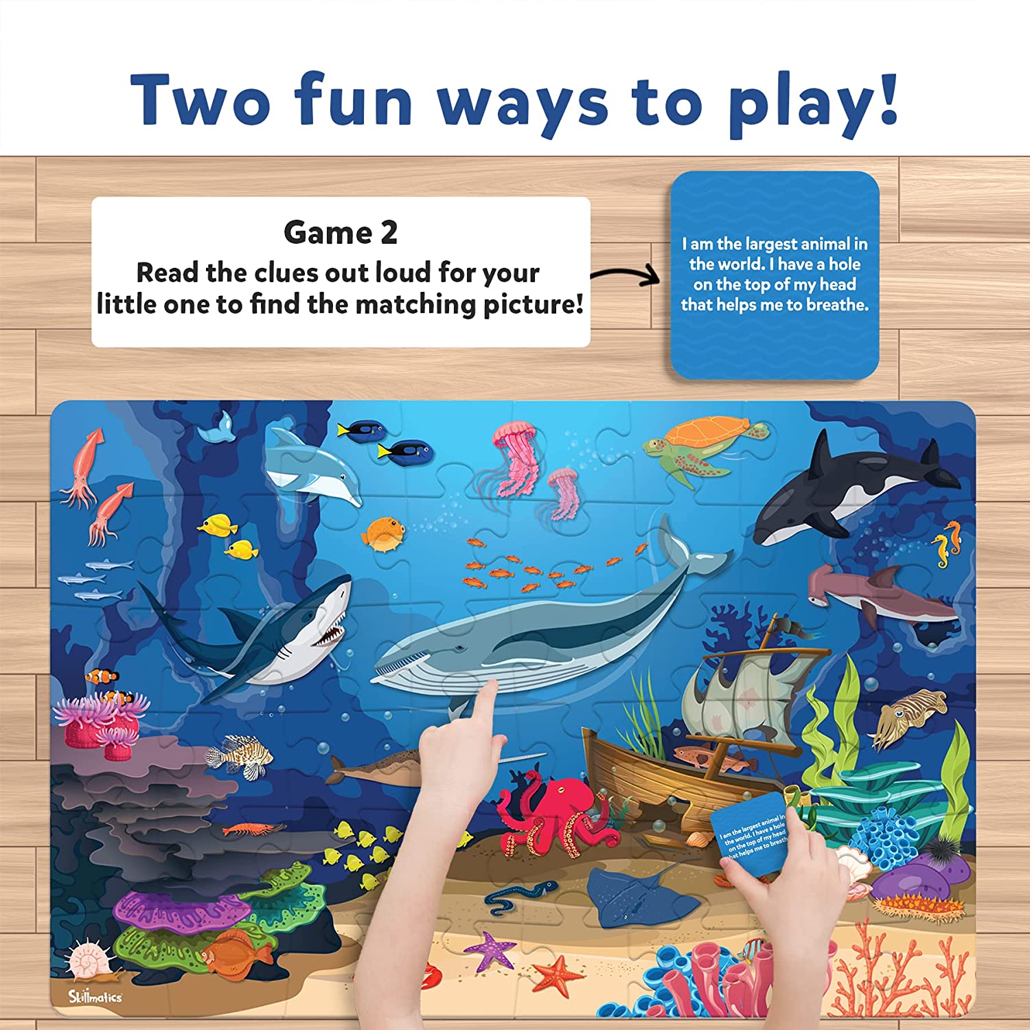 Skillmatics Piece & Play Up in Underwater Animals - Educational Floor Puzzle & Game for Ages 3-7 Years