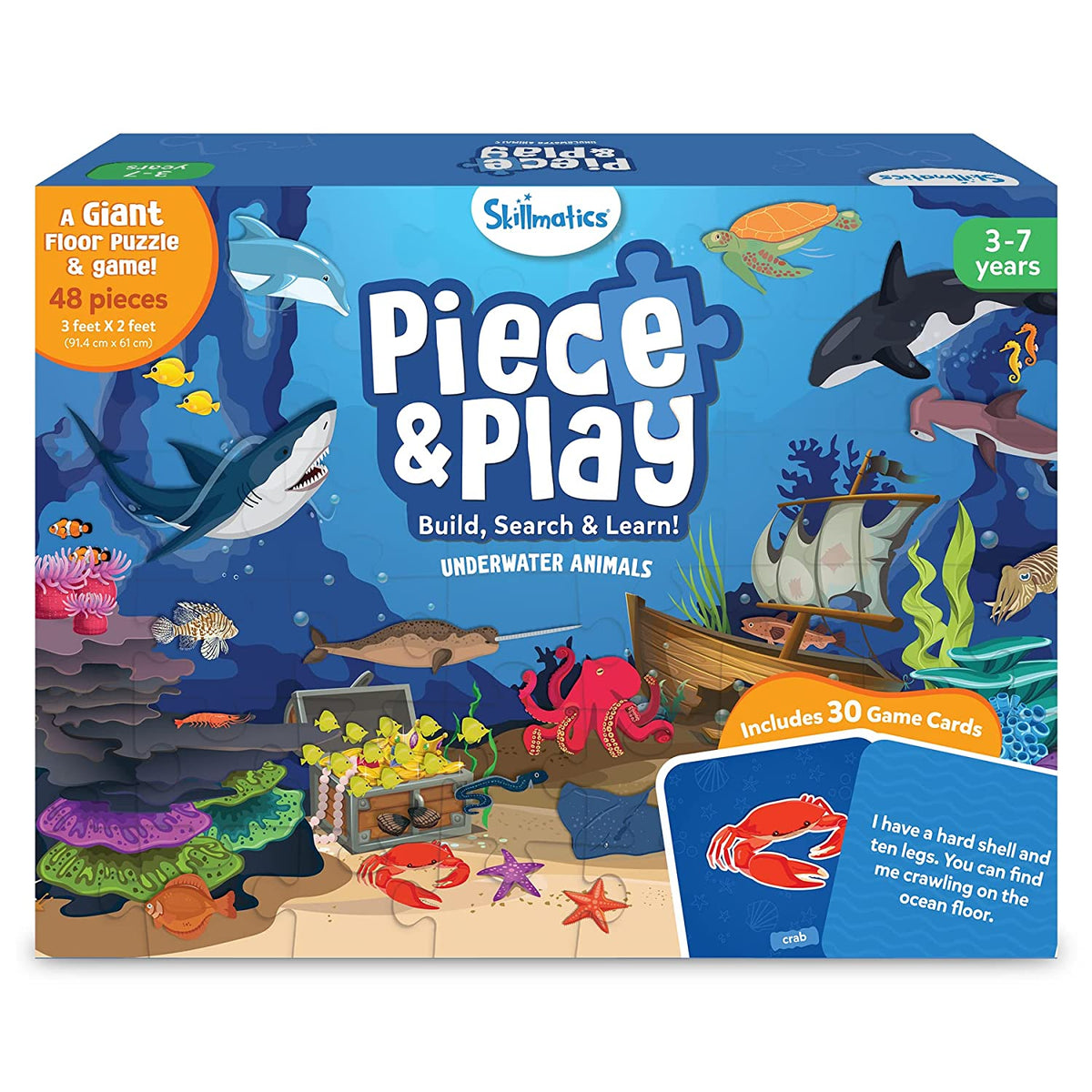 Skillmatics Piece & Play Up in Underwater Animals - Educational Floor Puzzle & Game for Ages 3-7 Years