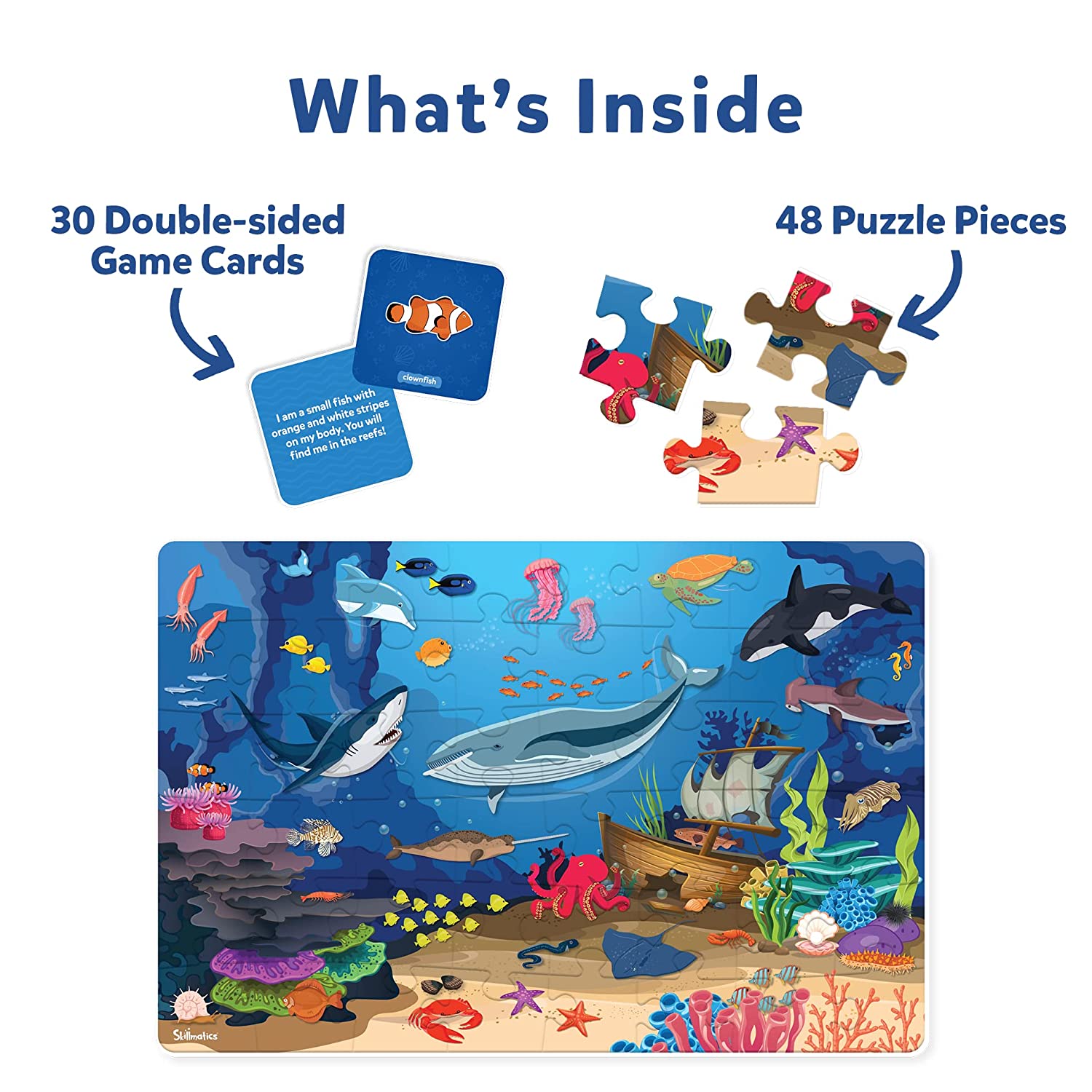 Skillmatics Piece & Play Up in Underwater Animals - Educational Floor Puzzle & Game for Ages 3-7 Years
