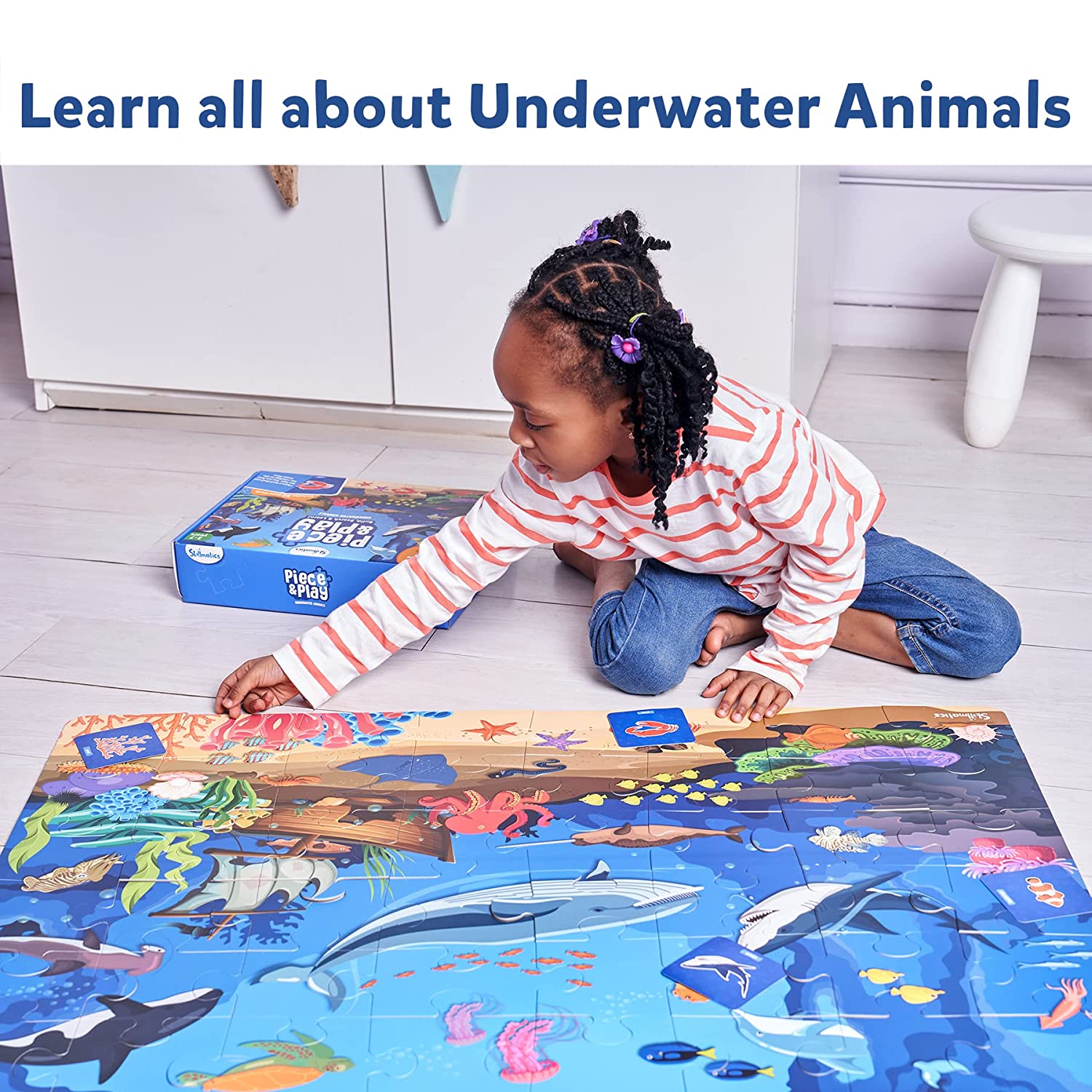 Skillmatics Piece & Play Up in Underwater Animals - Educational Floor Puzzle & Game for Ages 3-7 Years