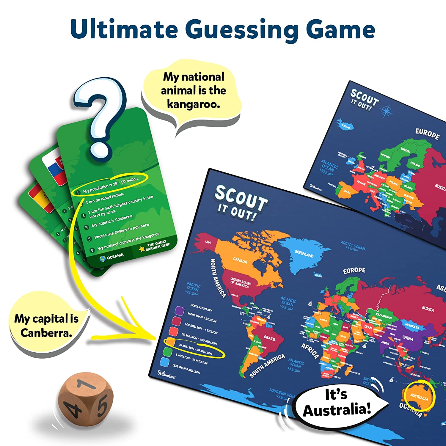 Skillmatics Scout It Out! Countries of The World - Fun Guessing & Trivia Board Game for Families