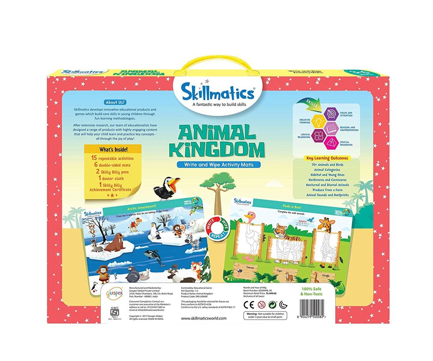 Skillmatics Animal Kingdom (3-6 Years)/ Reusable Activity Mats/ Educational Game with 2 Marker Pens/ Gifts for Kids