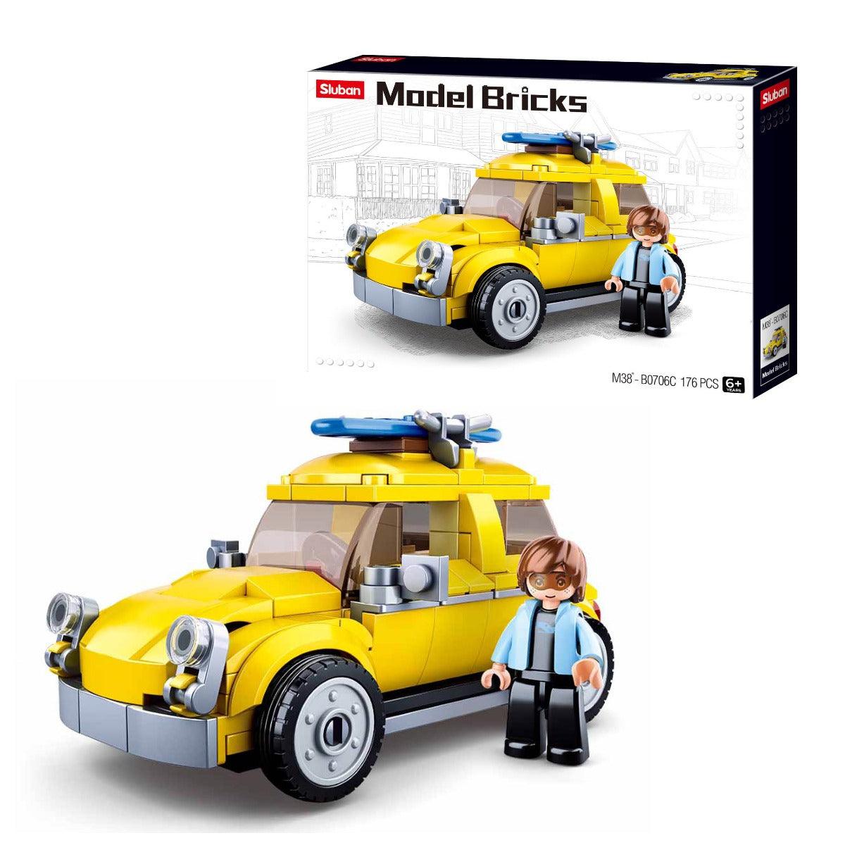 Sluban Beetle Car Yellow Building Blocks for Ages 6+