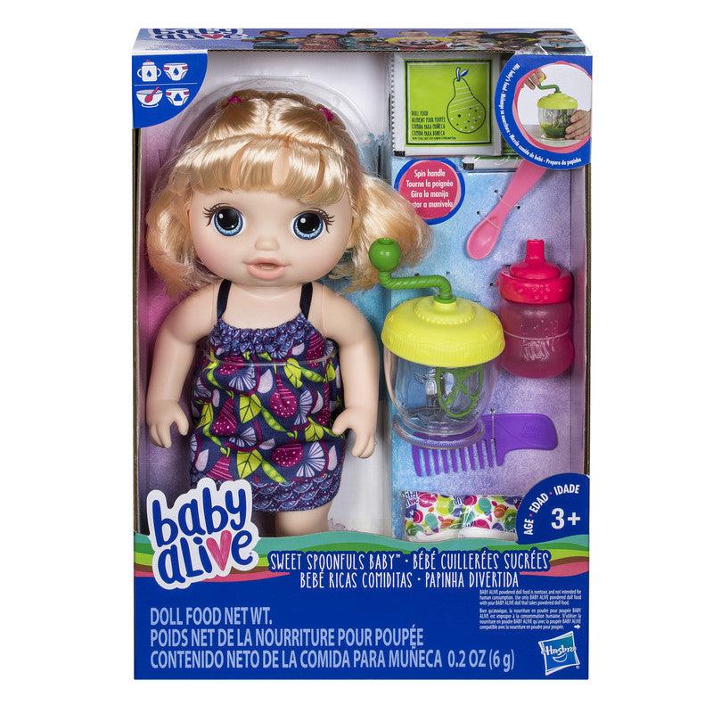 Baby Alive Sweet Spoonfuls Baby Blonde Hair Doll, Powdered Food n Diaper Refill, Toy for Kids 3 Years Old n Up