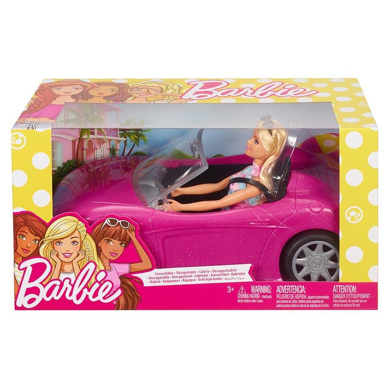 Barbie Doll And Pink Convertible Car