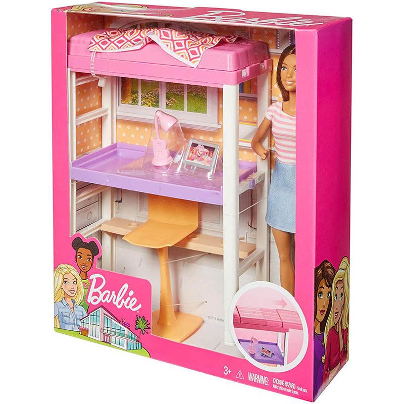 Barbie Doll & Loft Bed/Desk Playset