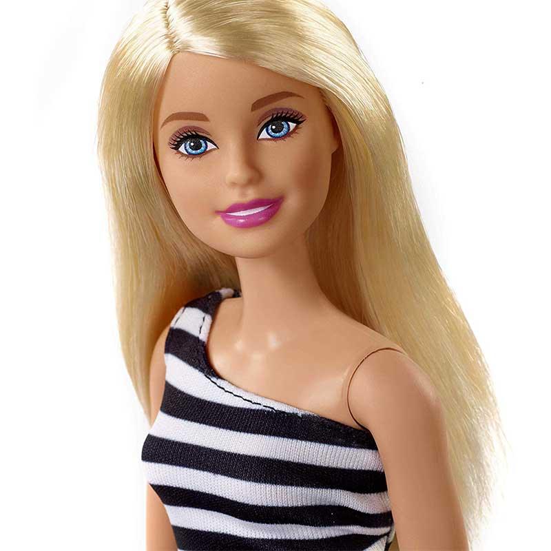 Barbie Glitz Doll (Black/White Stripe Ruffle Dress)