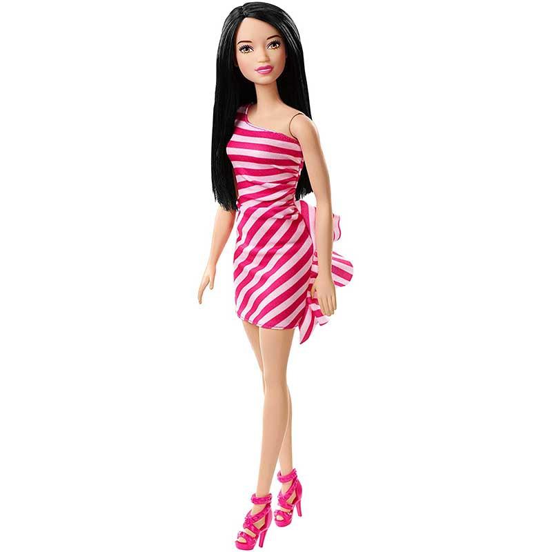 Barbie Glitz Doll (Pink Stripe Ruffle Dress)