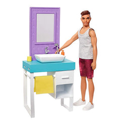 Barbie Ken Doll - with Shaving & Bathroom Playset
