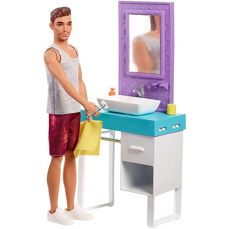 Barbie Ken Doll - with Shaving & Bathroom Playset